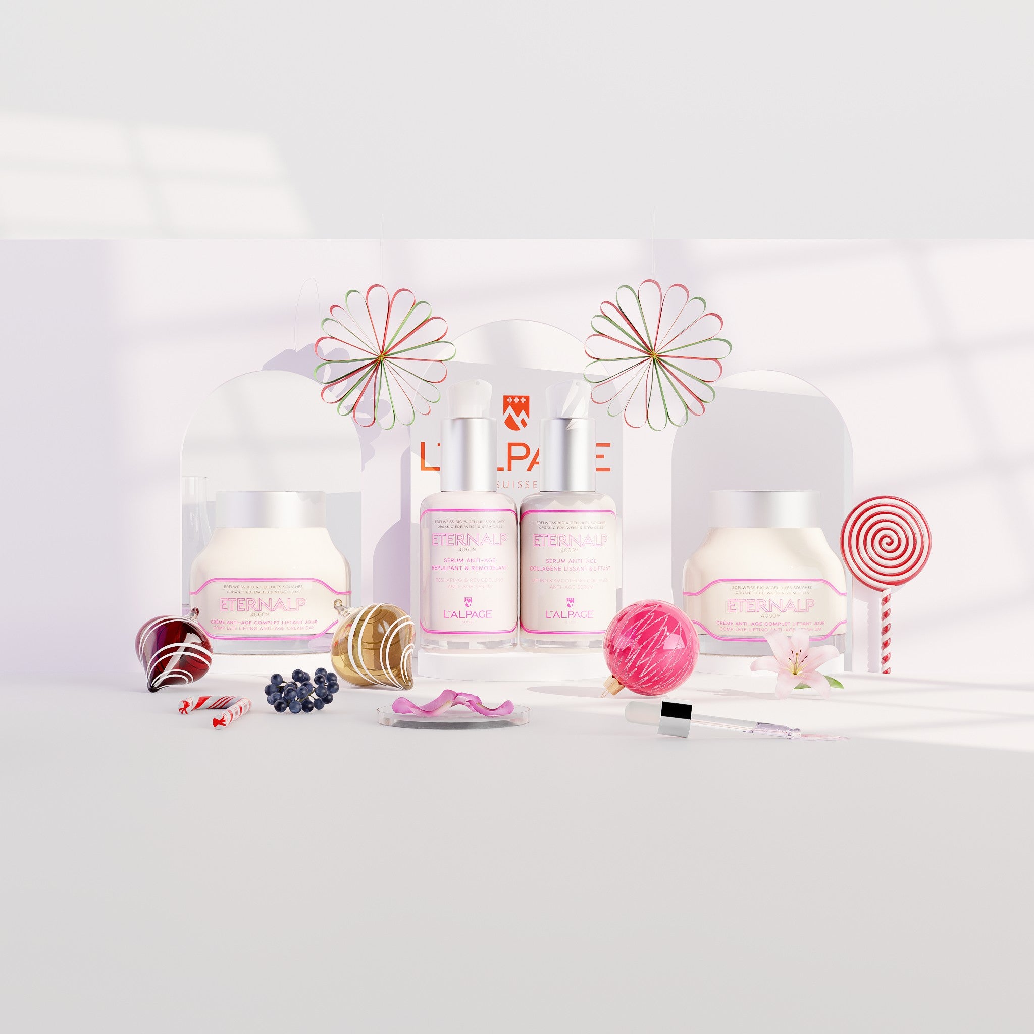 Set ou Coffret Cadeau Ultime Quatro Crème Anti-Age Liftant Jour 50ml & Crème Nuit 50ml & Sérum Anti-Age Collagène Liftant & Sérum Anti-Age Repulpant Eternalp 4060m