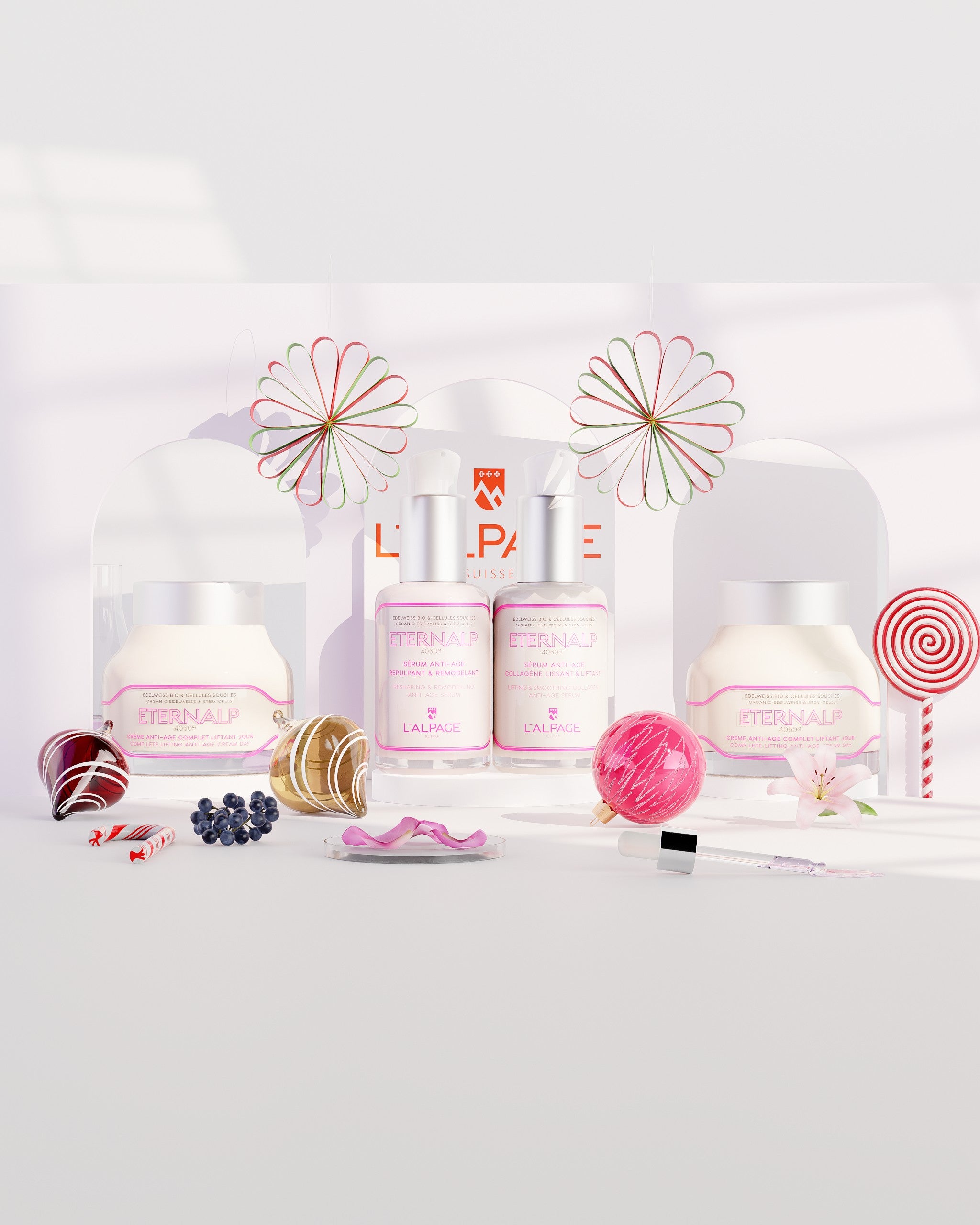 Set ou Coffret Cadeau Ultime Quatro Crème Anti-Age Liftant Jour 50ml & Crème Nuit 50ml & Sérum Anti-Age Collagène Liftant & Sérum Anti-Age Repulpant Eternalp 4060m