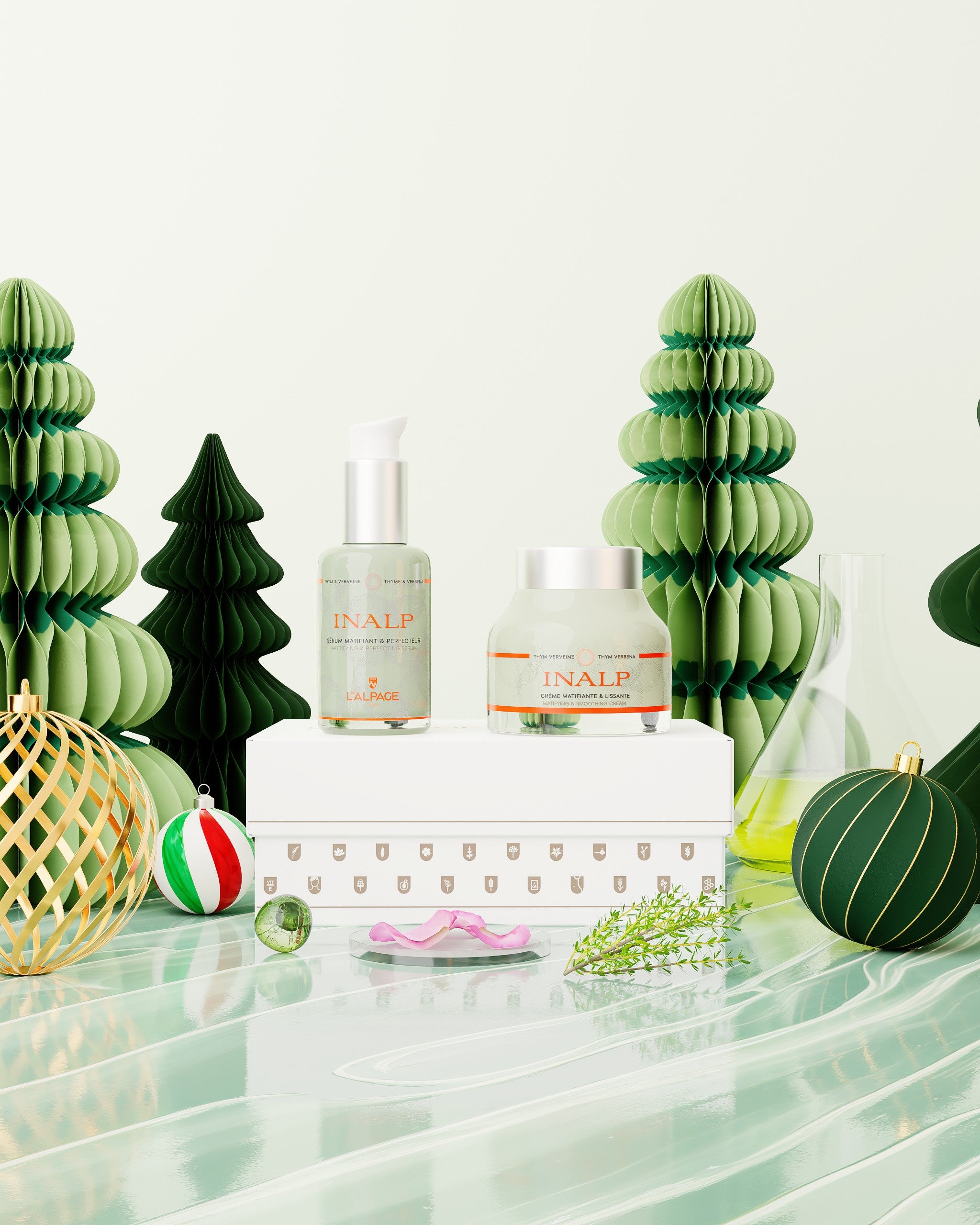 Mattifying and Smoothing Cream + Mattifying and Smoothing Serum Gift Set or Gift Box <tc>Inalp</tc>