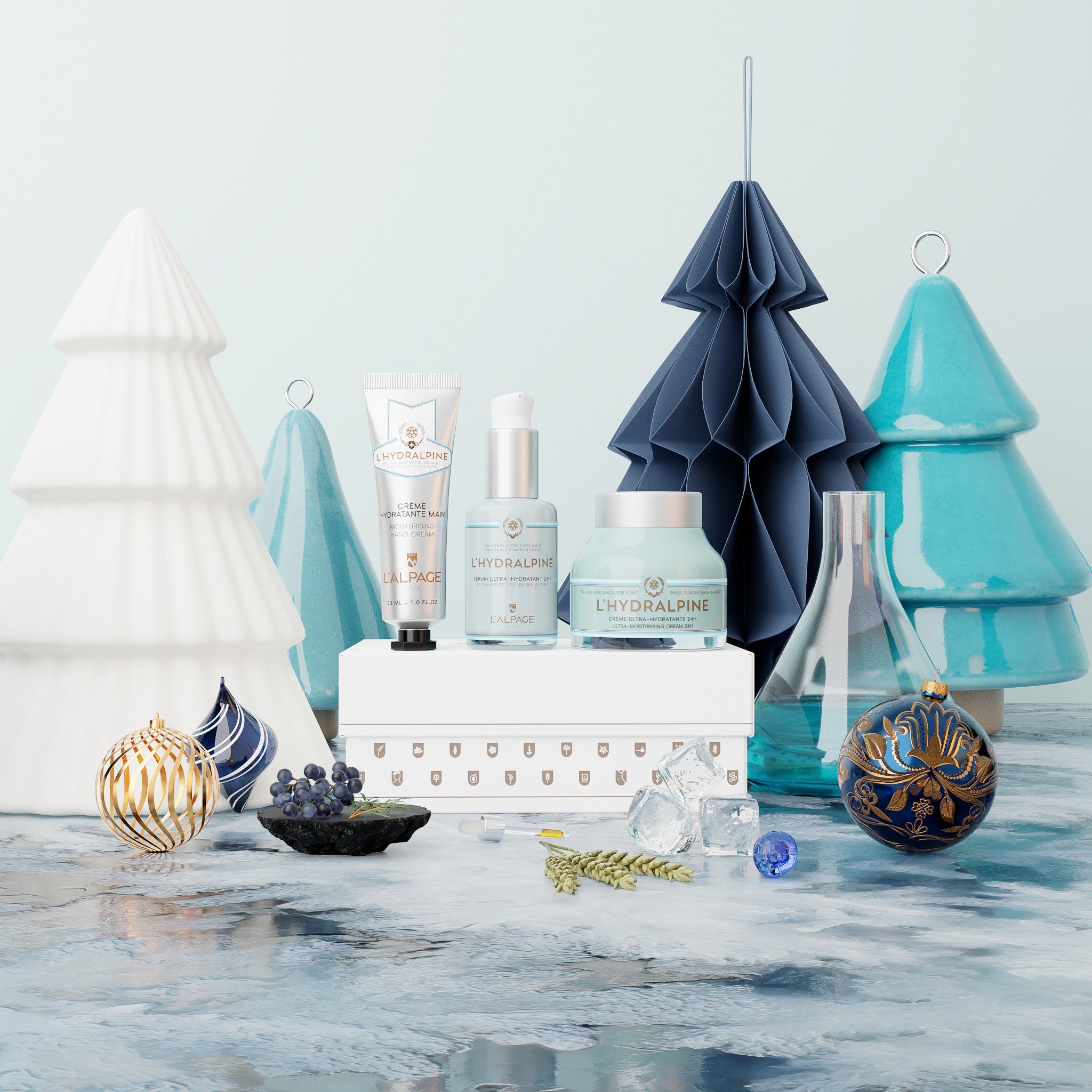Set ou Coffret Cadeau Crème Visage Hydratante 24h + Sérum Visage Hydratante 24h + Crème Main L&