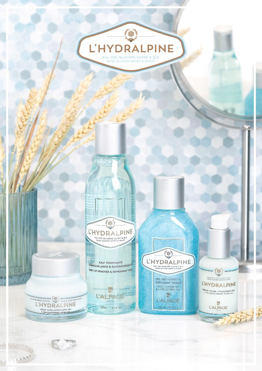 Coffret Cadeau / Set Crème Visage Hydratante 24h + Sérum Visage Hydratante 24h + Eau Tonifiante + Gel Nettoyant Exfoliant L&