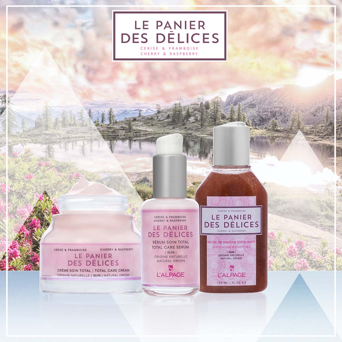 Coffret Cadeau Crème Soin Total + Sérum Soin Total + Gelée de Douche Exfoliante 125ml LE PANIER DES Délices - L&