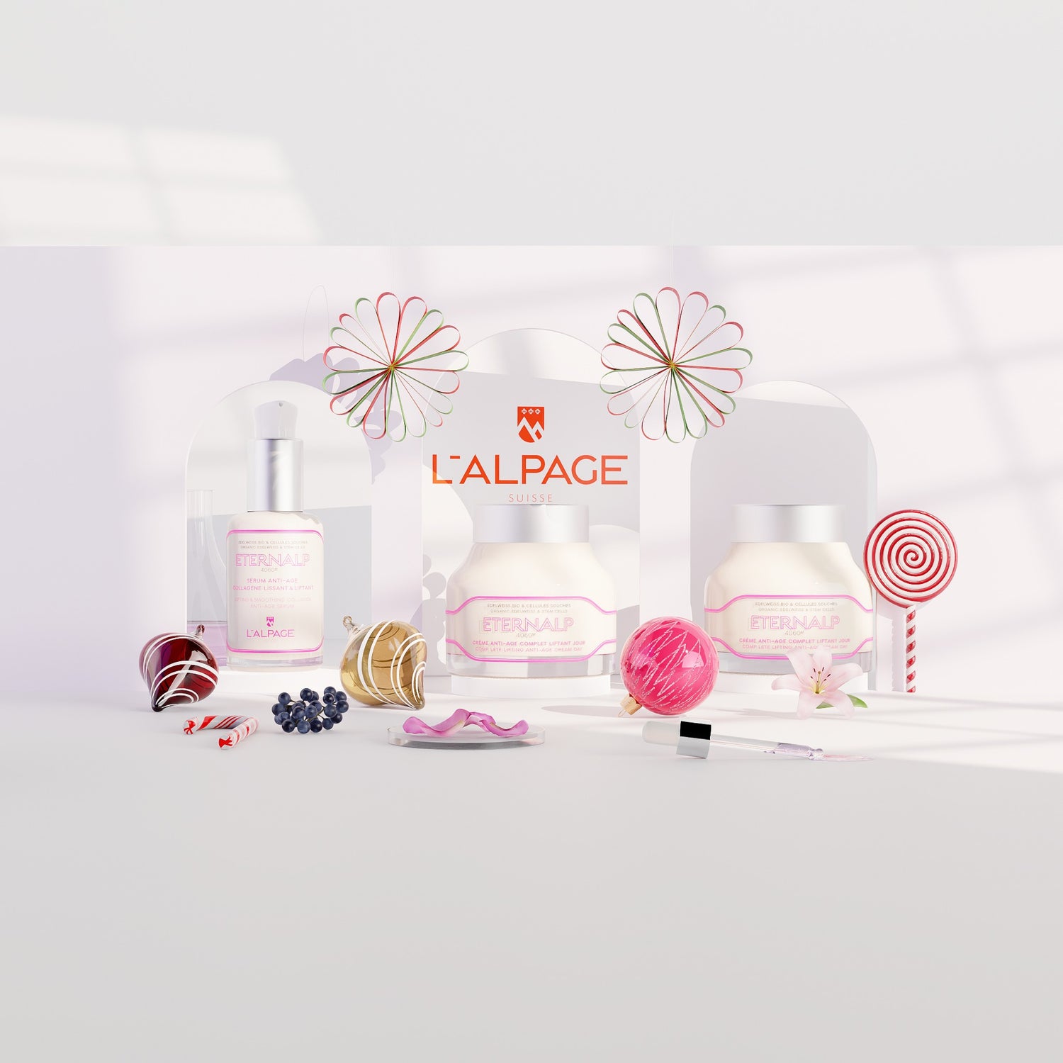 Set ou Coffret Cadeau Trio Crème Anti-Age Liftant Jou 50ml &amp; Crème Nuit 50ml &amp; Sérum Anti-Age Collagène Lissant &amp; Liftant Eternalp 4060m