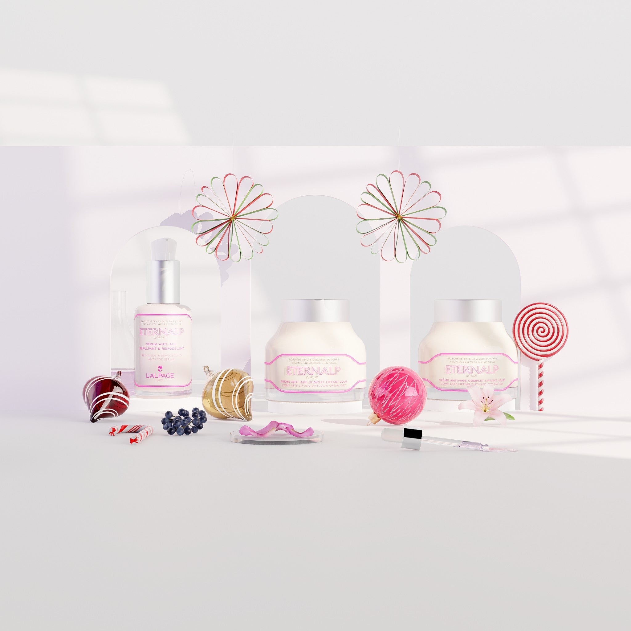 Set ou Coffret Cadeau Trio Crème Anti-Age Liftant Jou 50ml &amp; Crème Nuit 50ml &amp; Sérum Anti-Age Repulpant &amp; Remodelant Eternalp 4060m