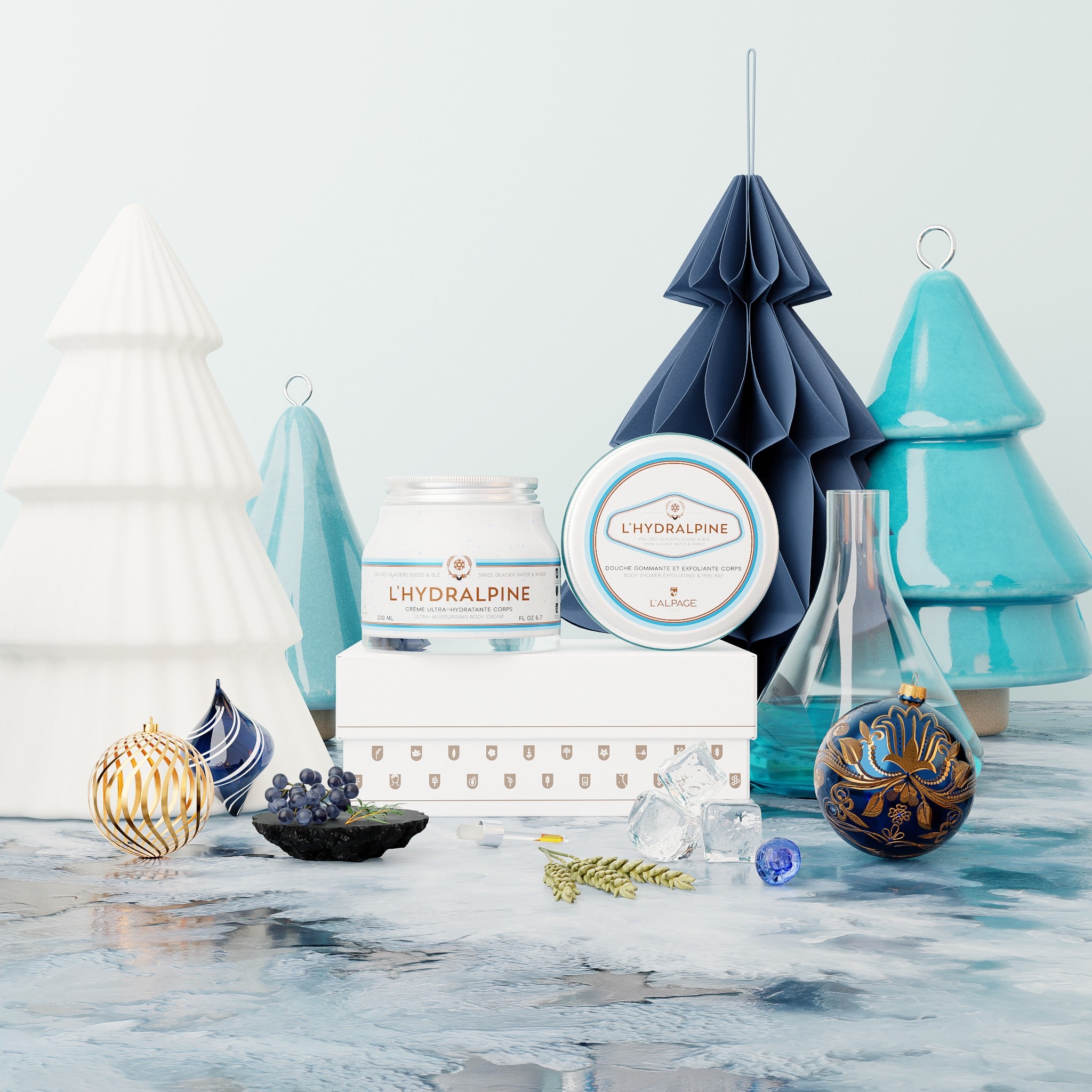 Set ou Coffre Cadeau TRIO Crème Corps 200ml + Douche Gommante Exfoliante 200ml L&