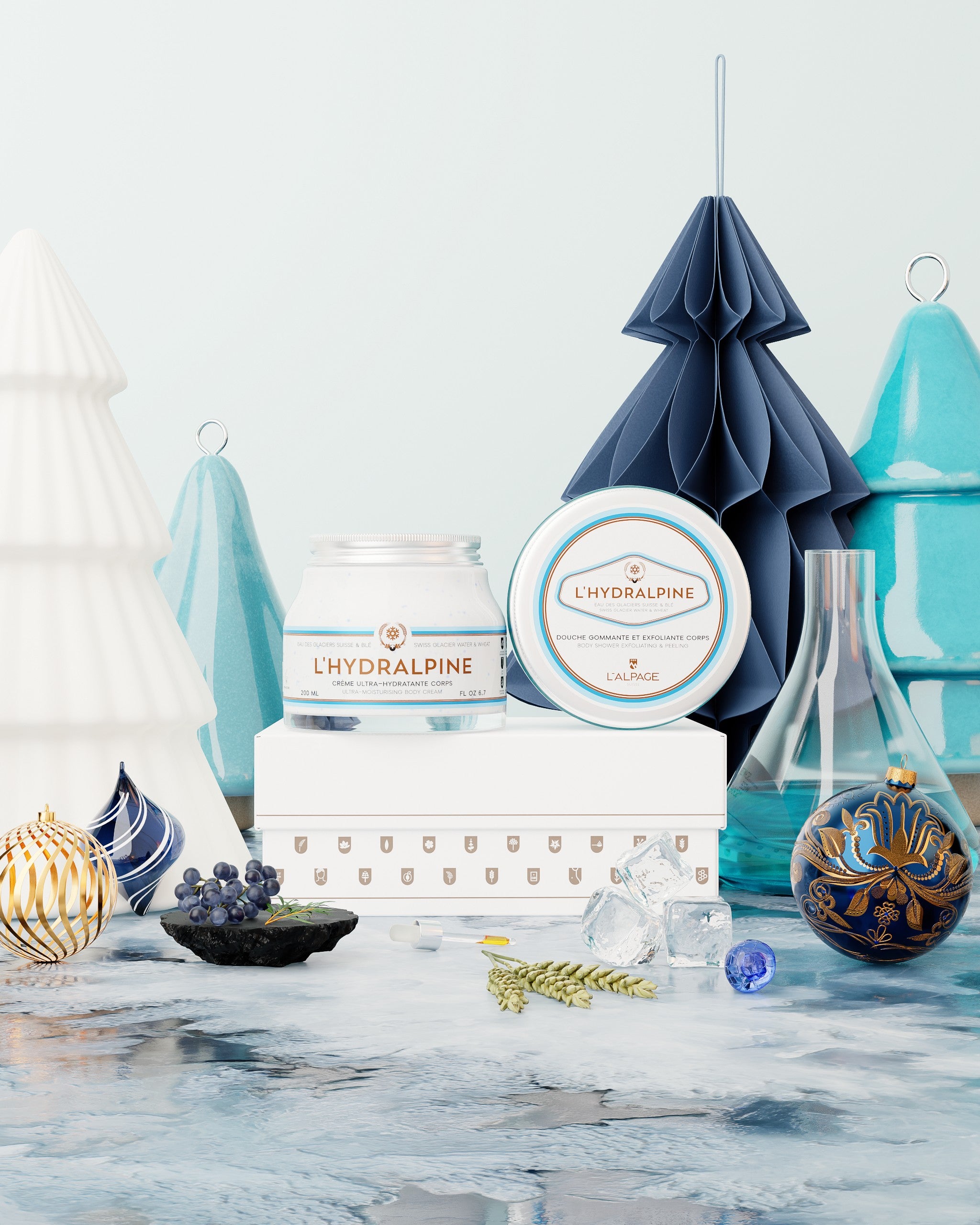 Set ou Coffre Cadeau TRIO Crème Corps 200ml + Douche Gommante Exfoliante 200ml L&