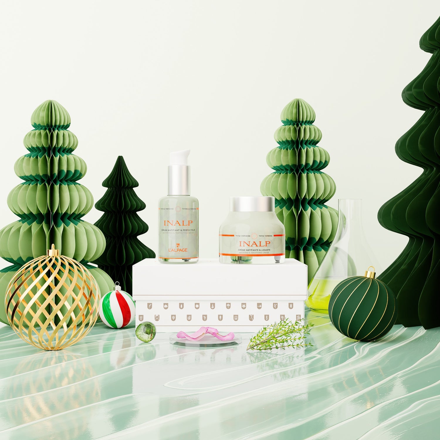 Set ou Coffret Cadeau Crème Matifiante et Lissante + Sérum Matifiant et Lissant INALP