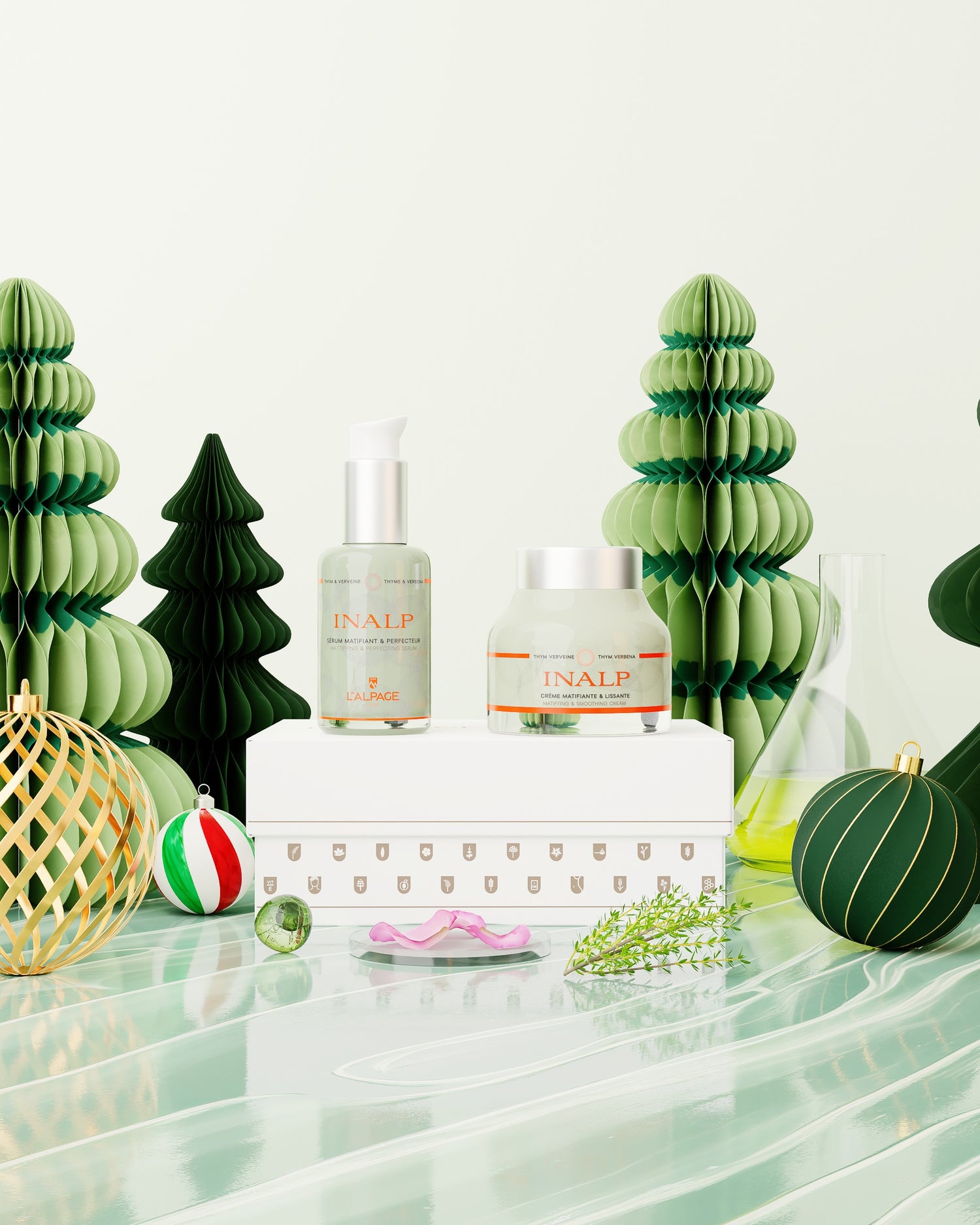 Set ou Coffret Cadeau Crème Matifiante et Lissante + Sérum Matifiant et Lissant INALP