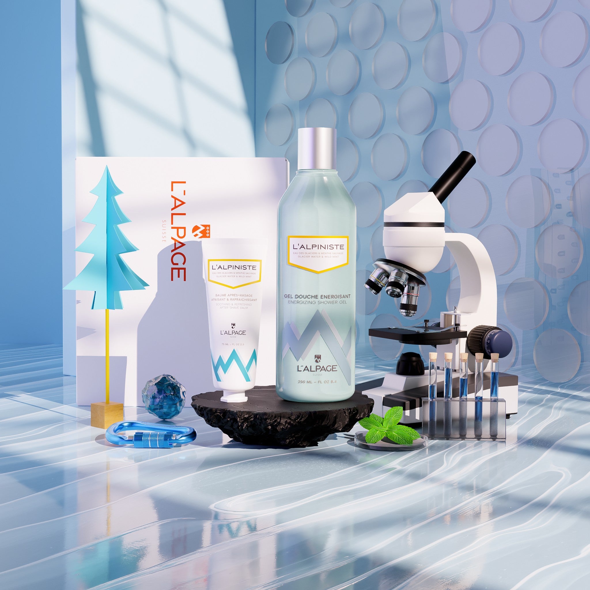 Set ou Coffret Cadeau Soin DUO Baume Après-Rasage Apaisant + Gel Douche Energisant L&