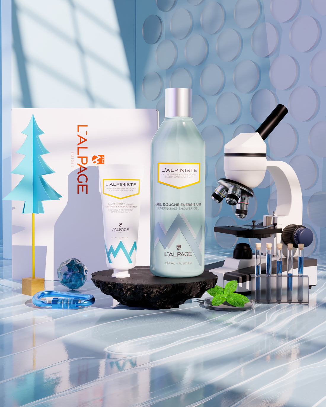 Set ou Coffret Cadeau Soin DUO Baume Après-Rasage Apaisant + Gel Douche Energisant L&