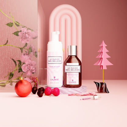 Set ou Coffret Cadeau Soin DUO Gelée de Douche Exfoliante 125ml + Mousse Nettoyante LE PANIER DES Délices