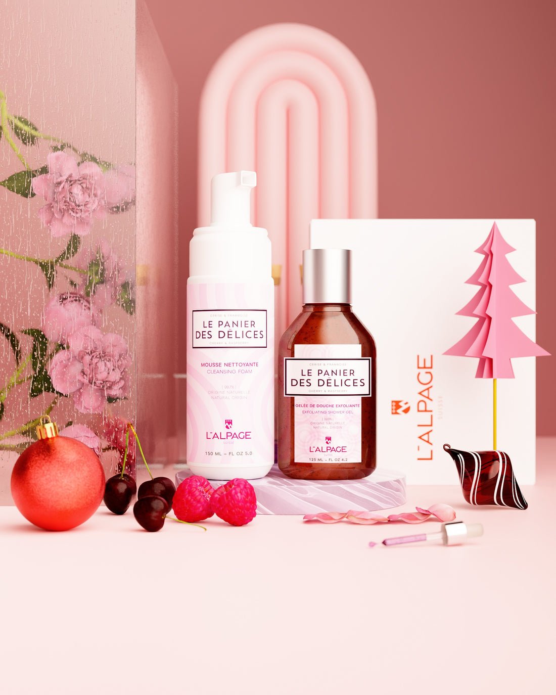 Set ou Coffret Cadeau Soin DUO Gelée de Douche Exfoliante 125ml + Mousse Nettoyante LE PANIER DES Délices