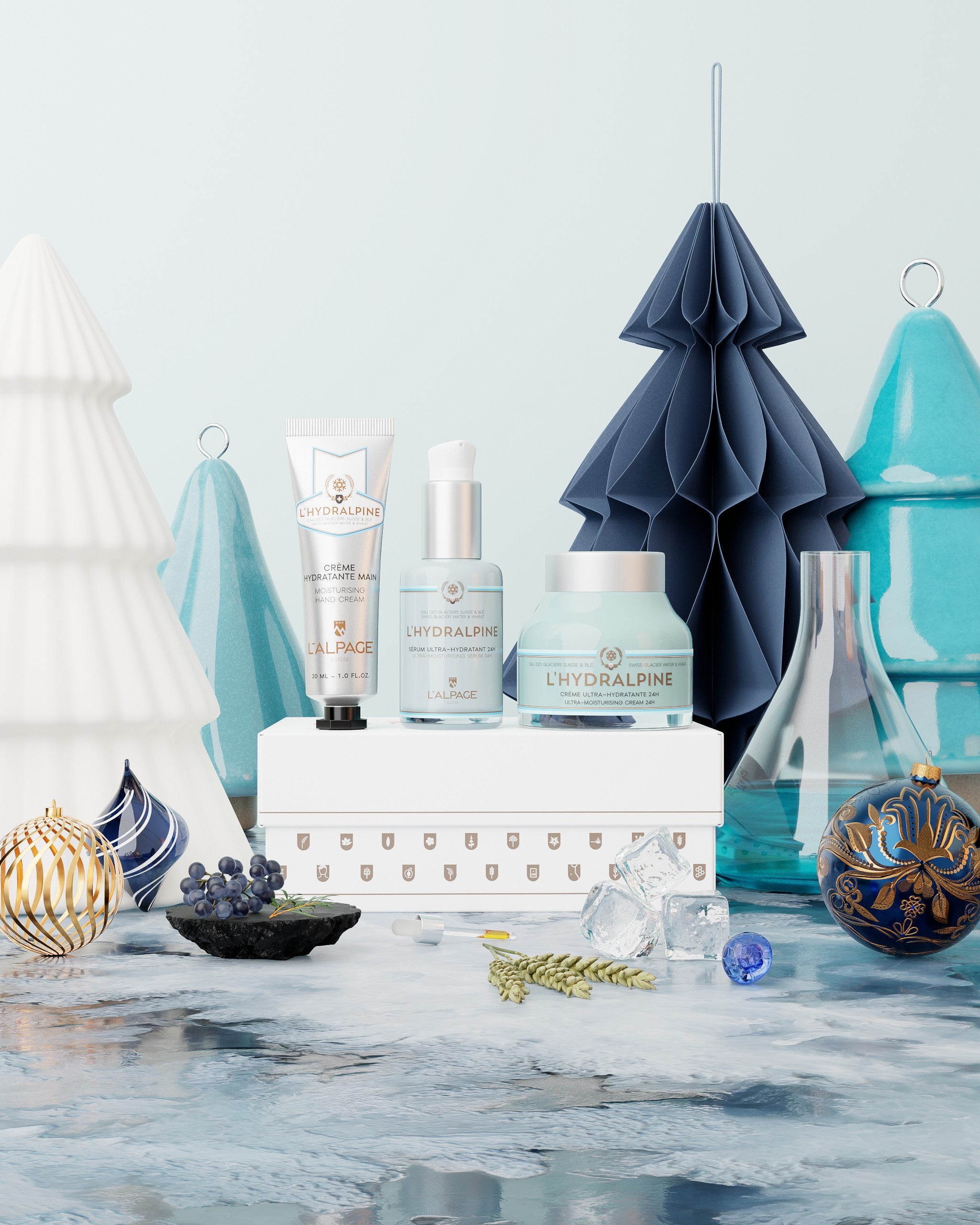 Set ou Coffret Cadeau Crème Visage Hydratante 24h + Sérum Visage Hydratante 24h + Crème Main L&