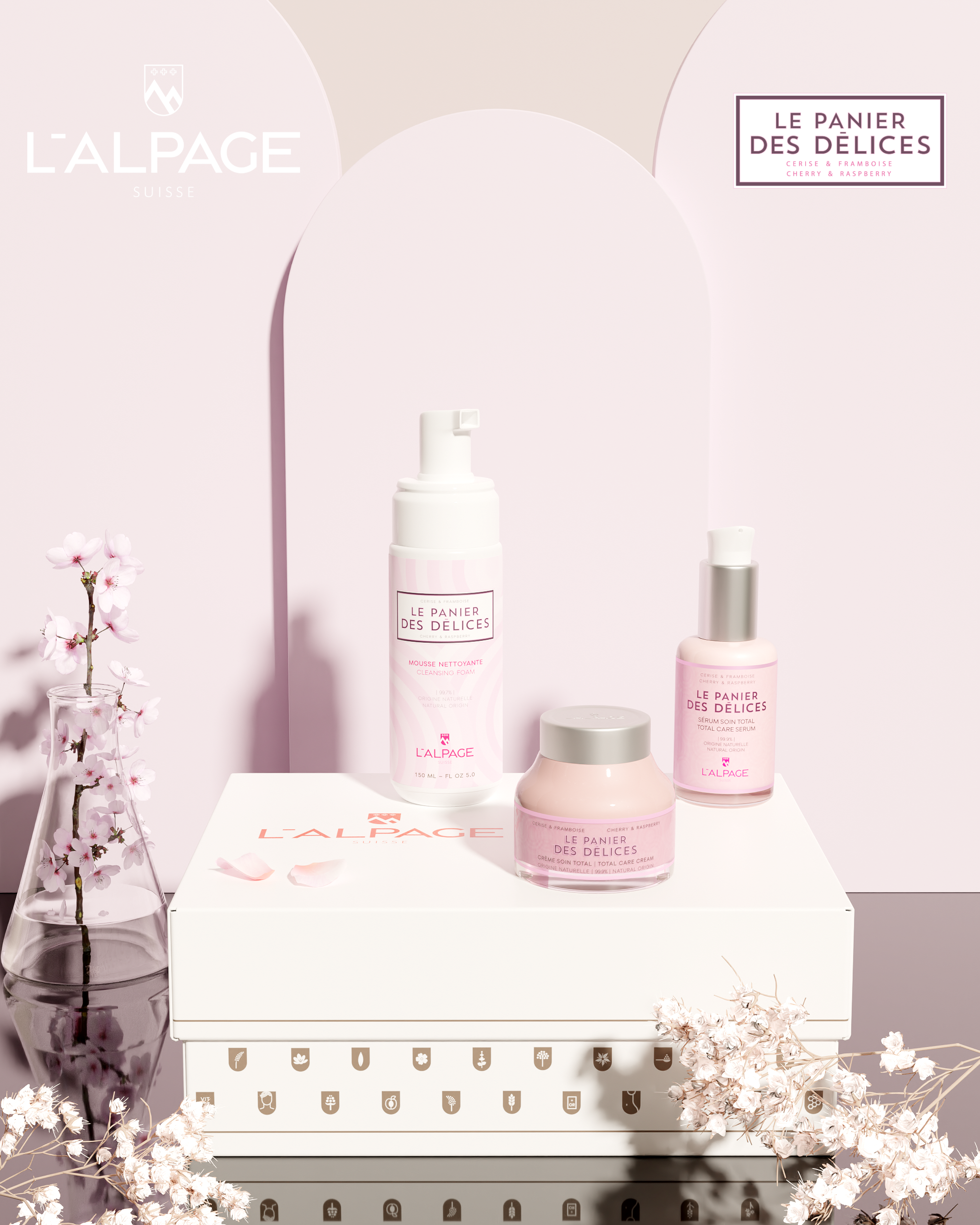 Coffret Cadeau Crème Soin Total + Sérum Soin Total + Mousse Nettoyante LE PANIER DES Délices