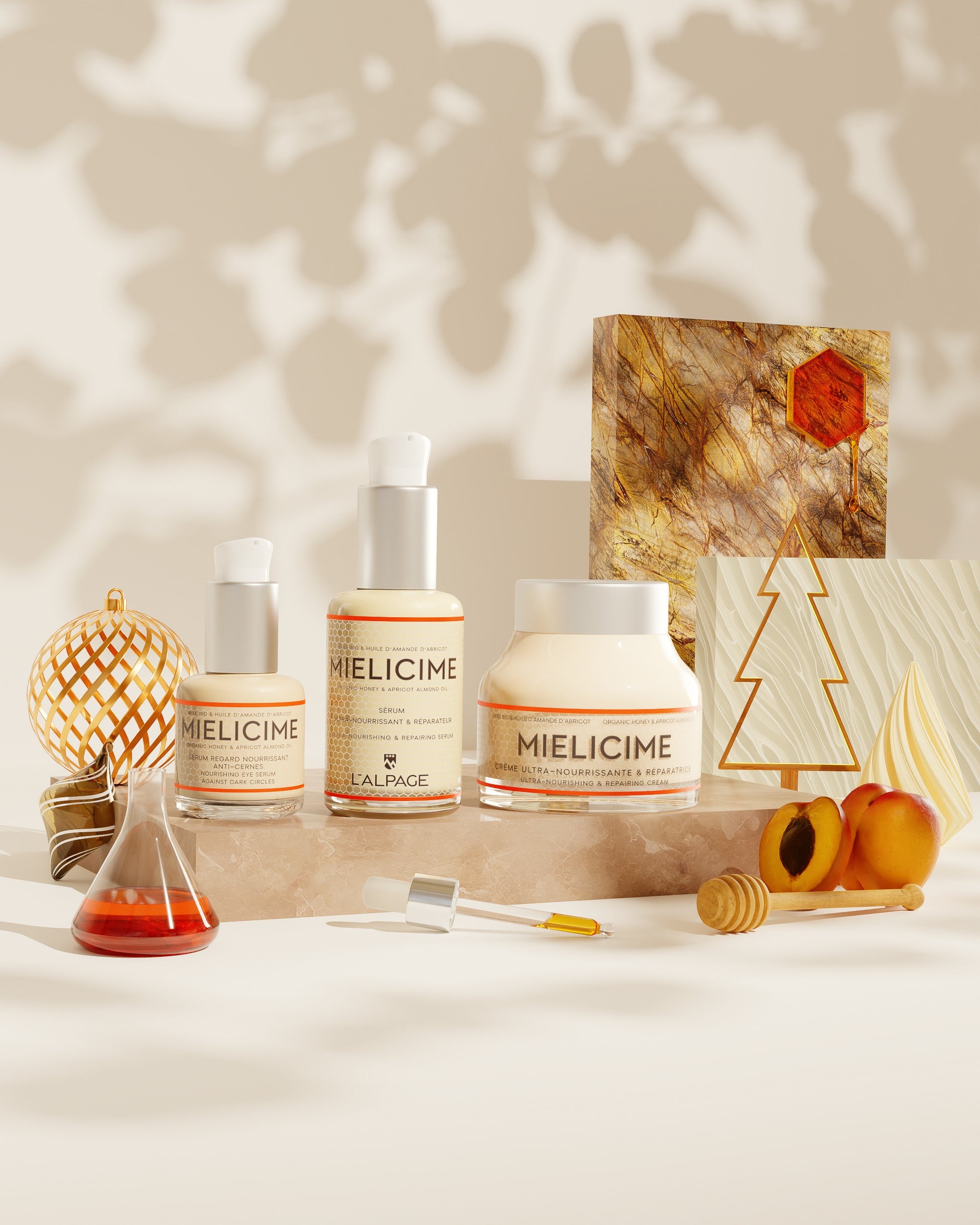Geschenkset oder Trio-Geschenkbox: Ultra-nährende Creme + Ultra-nährendes Serum + Anti-Augenringe-Serum <tc>Mielicime</tc>