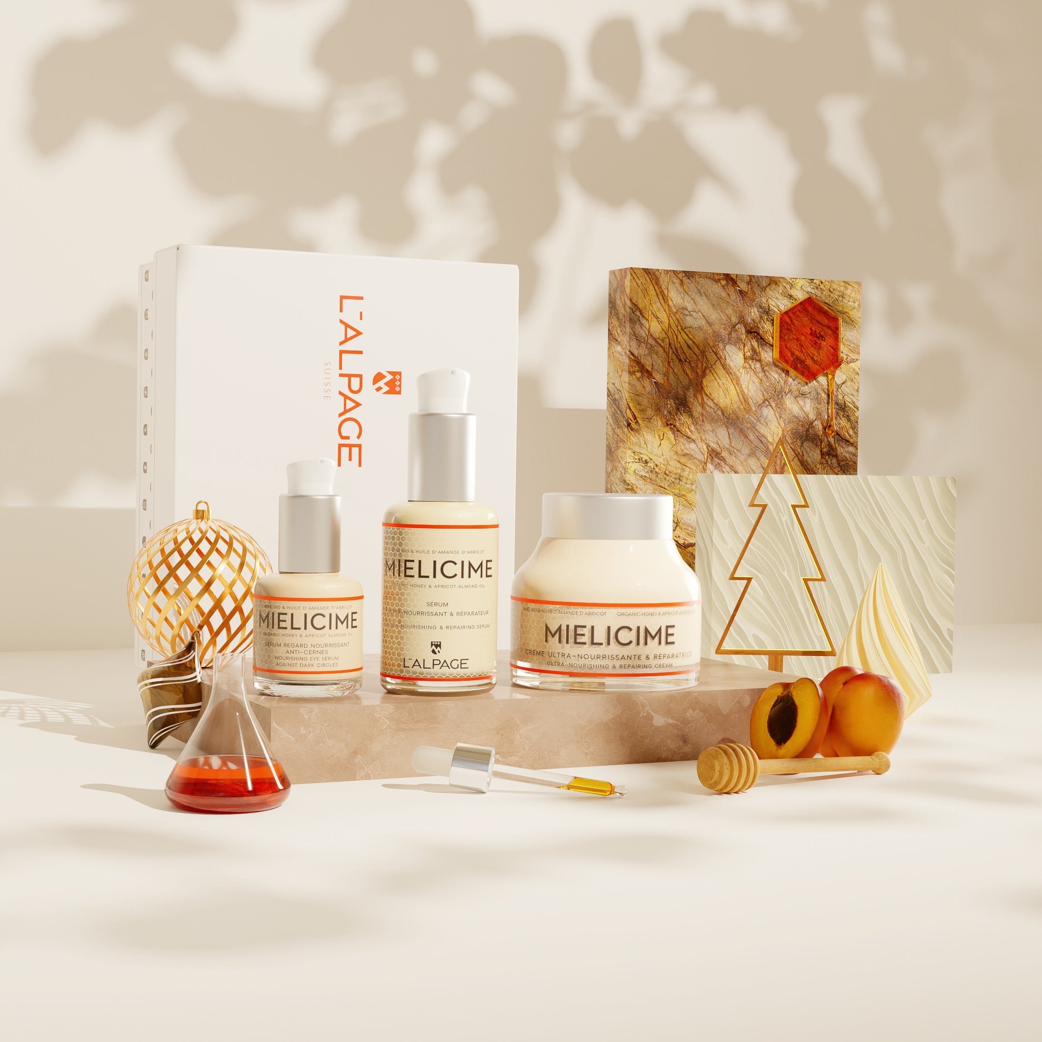 Geschenkset oder Trio-Geschenkbox: Ultra-nährende Creme + Ultra-nährendes Serum + Anti-Augenringe-Serum <tc>Mielicime</tc>