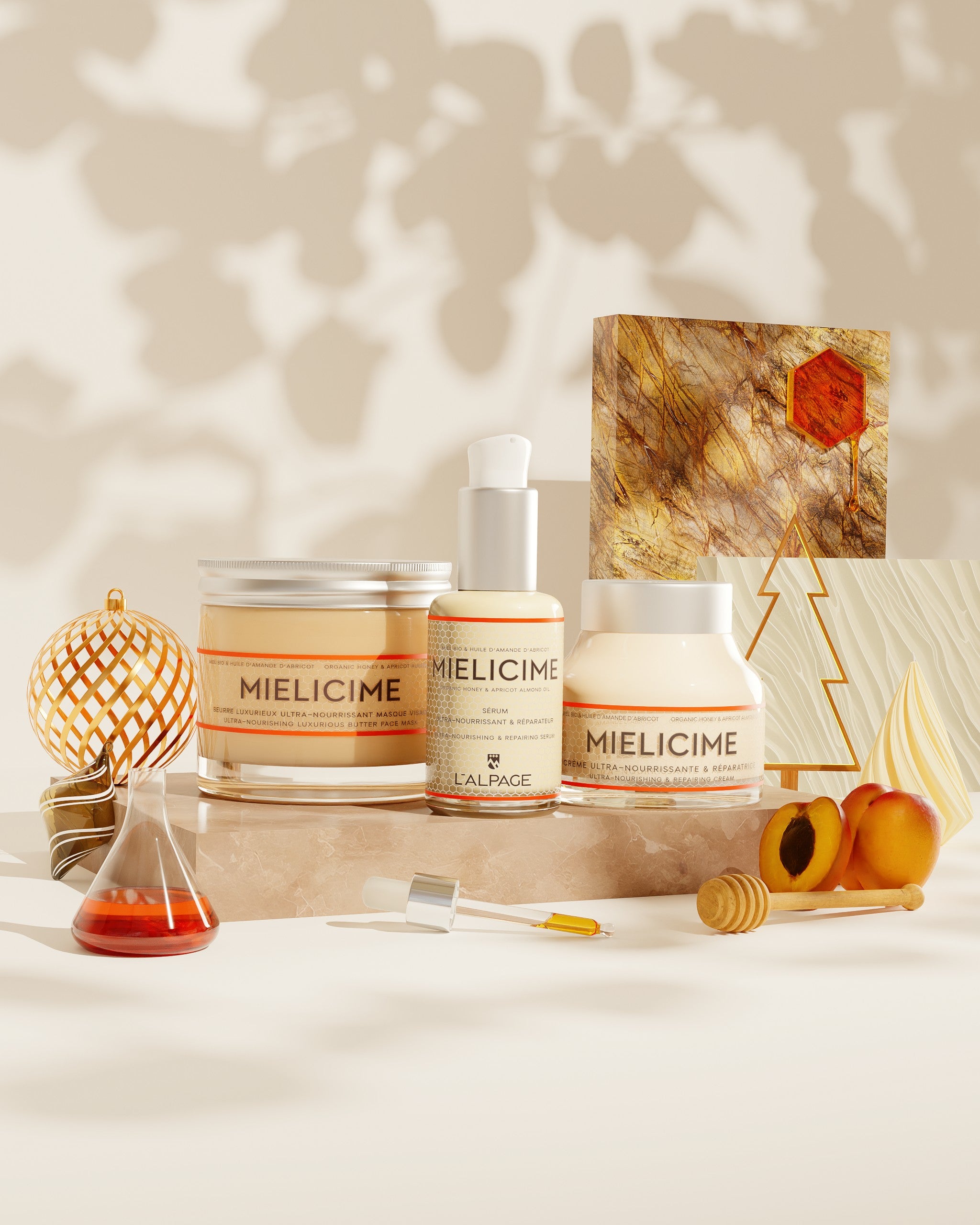 Geschenkset oder Trio-Geschenkbox: Ultra-nährende Creme + Ultra-nährendes Serum + Ultra-nährende Luxus-Butter-Gesichtsmaske <tc>Mielicime</tc>