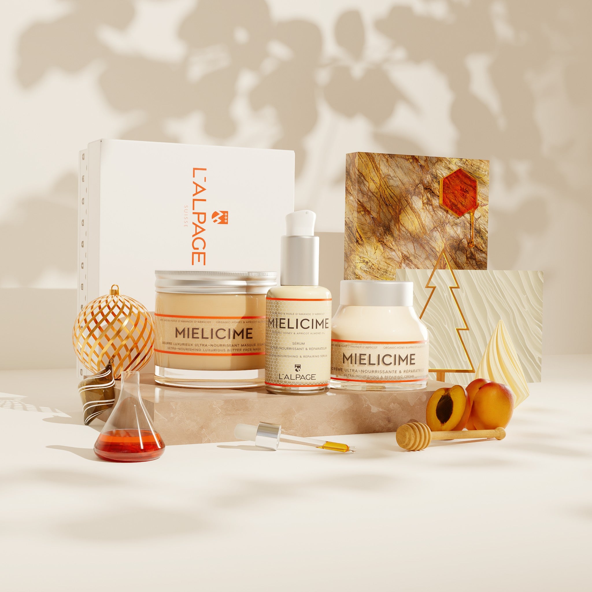 Geschenkset oder Trio-Geschenkbox: Ultra-nährende Creme + Ultra-nährendes Serum + Ultra-nährende Luxus-Butter-Gesichtsmaske <tc>Mielicime</tc>