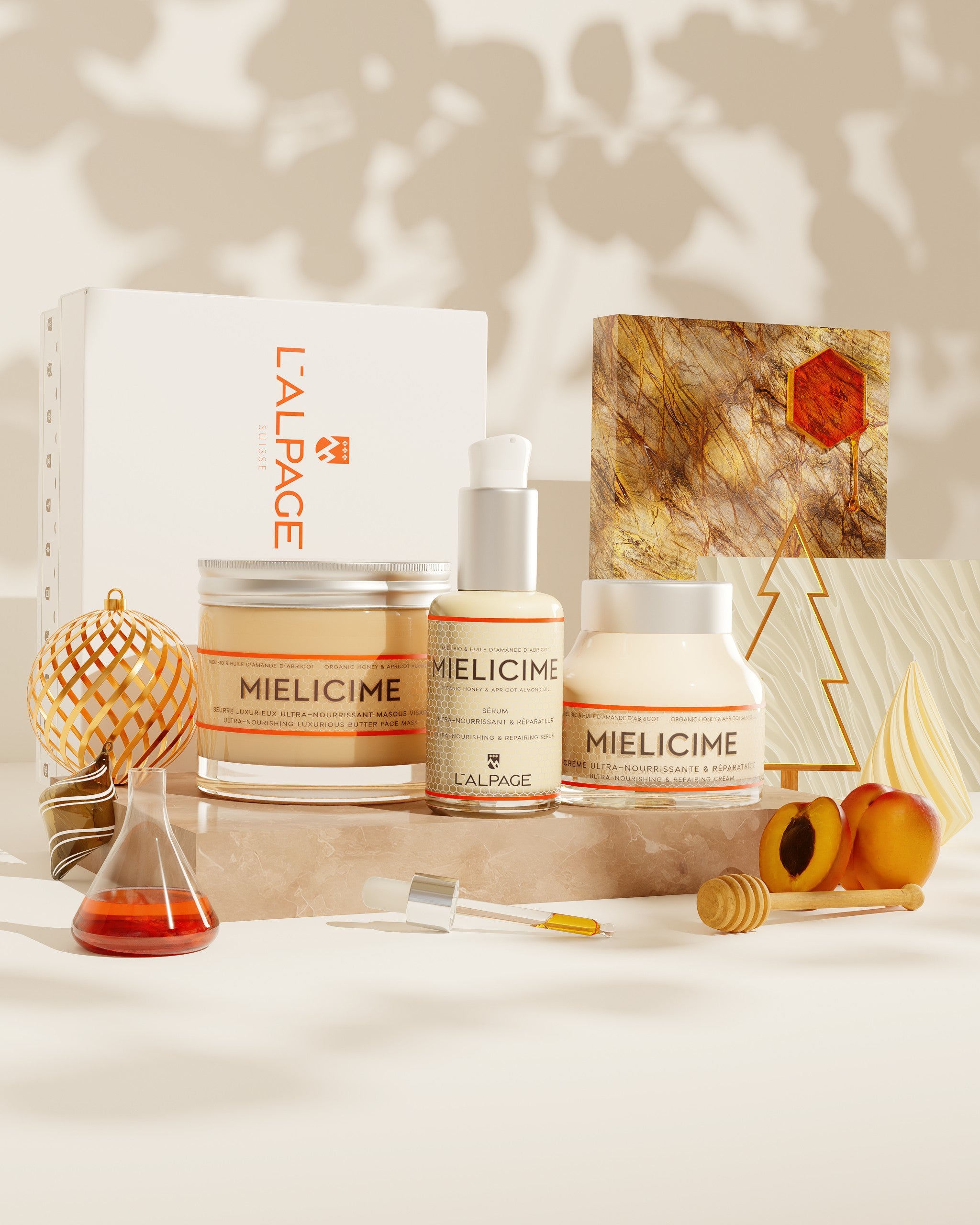 Geschenkset oder Trio-Geschenkbox: Ultra-nährende Creme + Ultra-nährendes Serum + Ultra-nährende Luxus-Butter-Gesichtsmaske <tc>Mielicime</tc>