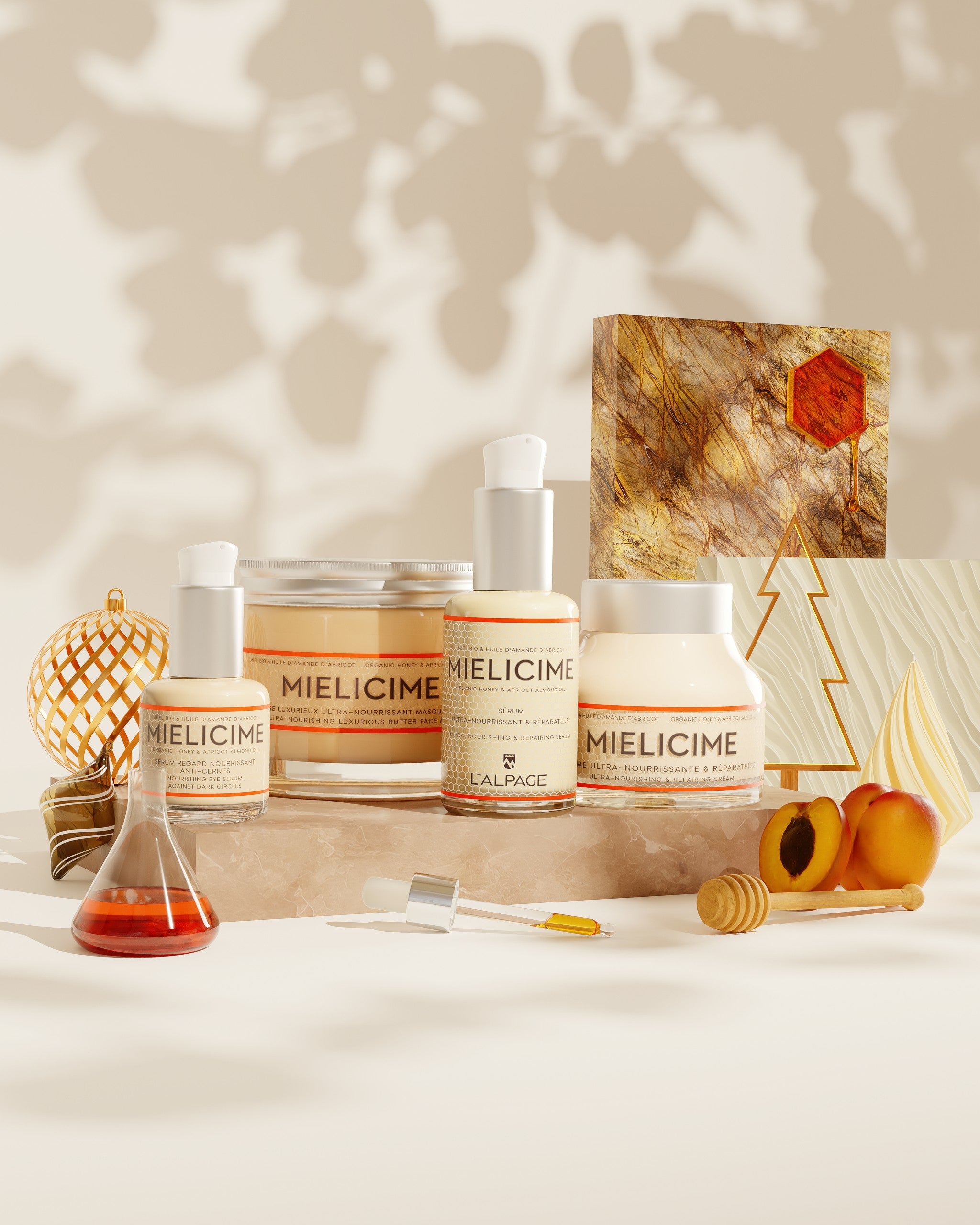 Set oder Geschenkbox Ultimate Quatro Ultra-Nährende Creme + Ultra-Nährendes Serum + Anti-Augenringe Serum + Luxuriöse Ultra-Nährende Gesichtsmaske Butter <tc>Mielicime</tc>