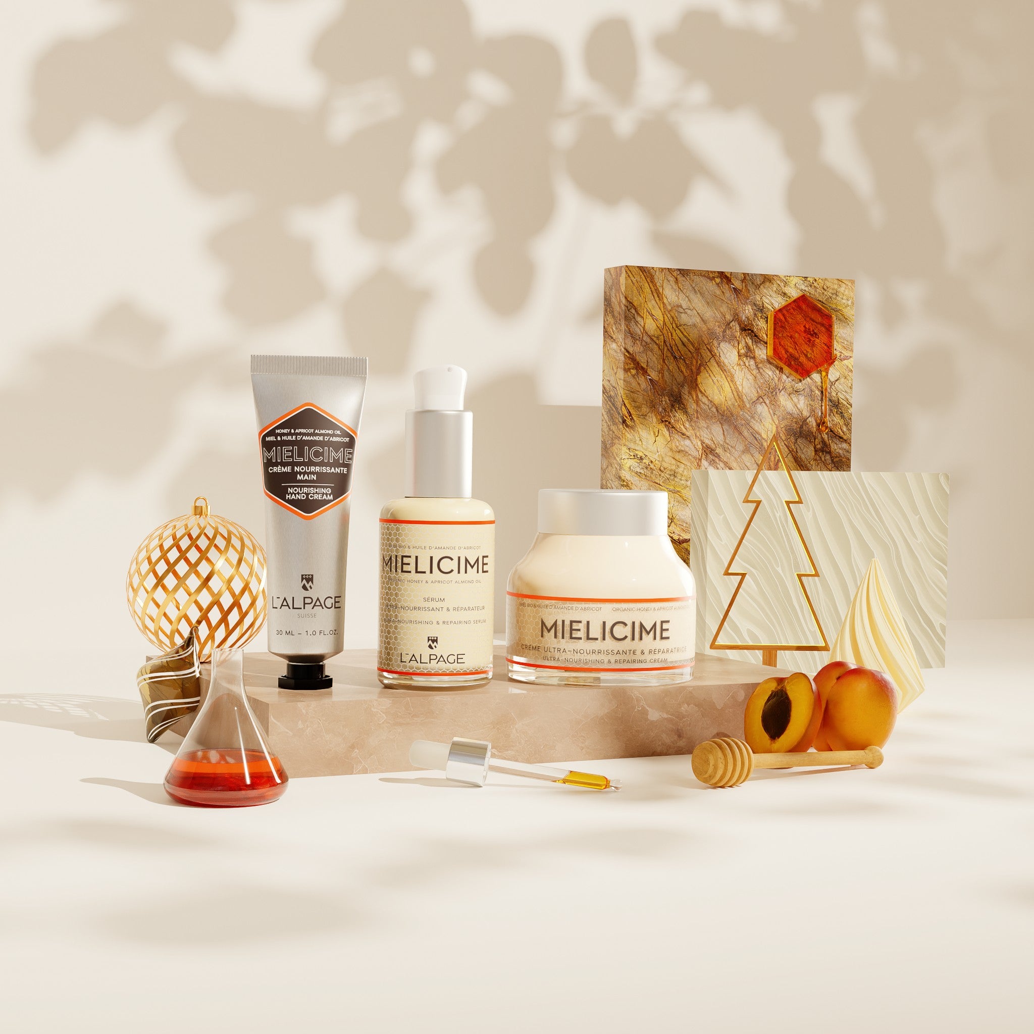 Geschenkset oder Trio-Geschenkbox: Nährende Creme + Nährendes Serum + Handcreme <tc>Mielicime</tc>