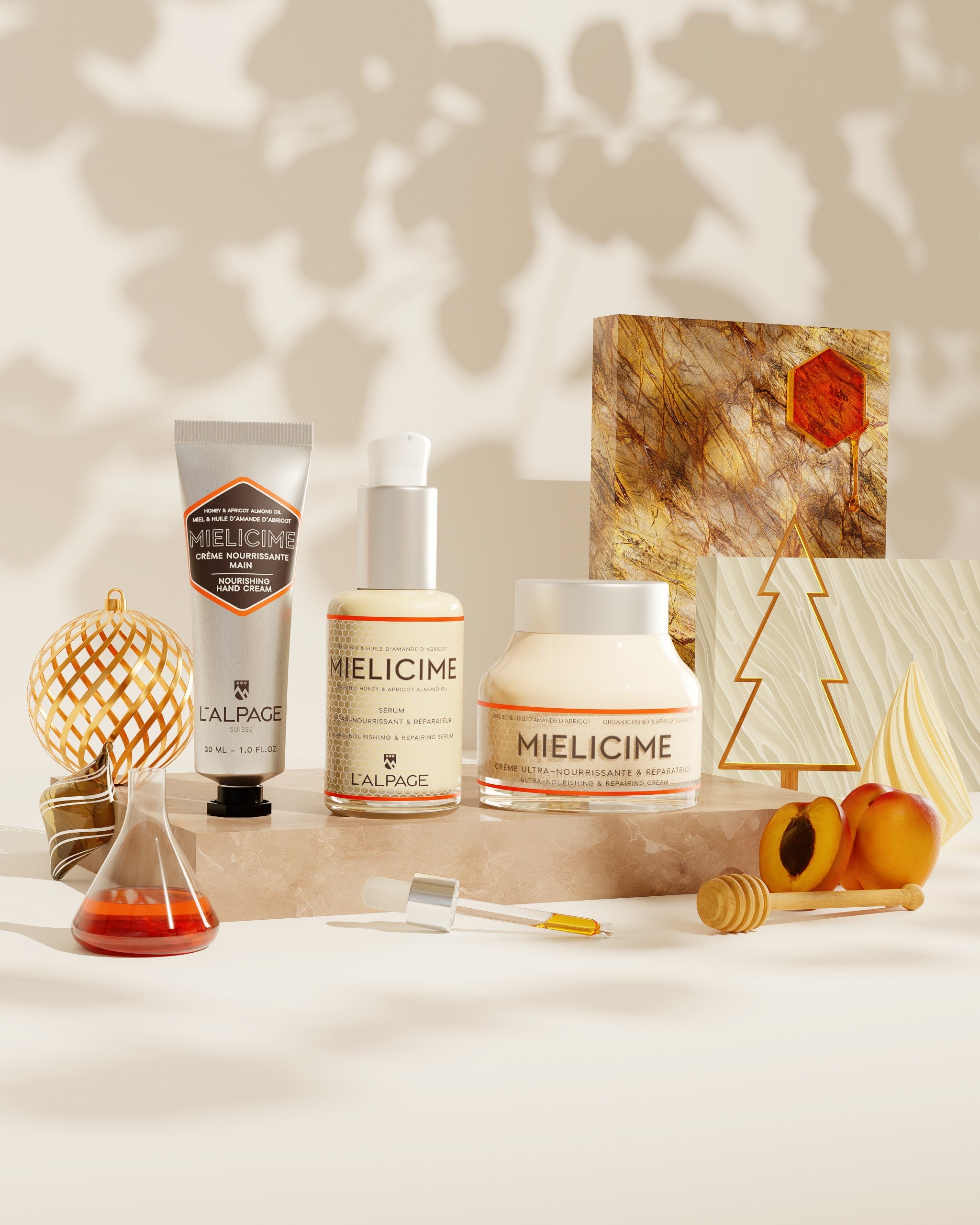 Geschenkset oder Trio-Geschenkbox: Nährende Creme + Nährendes Serum + Handcreme <tc>Mielicime</tc>