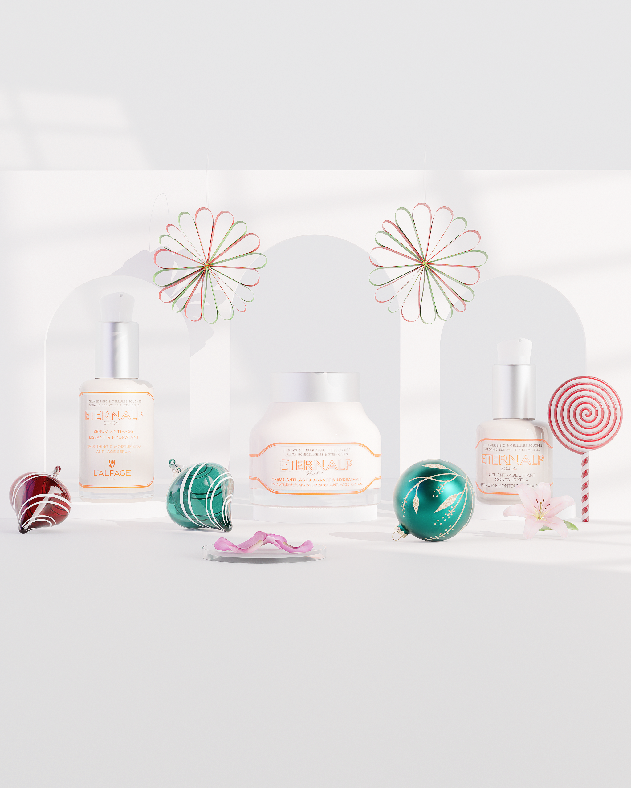 Coffret Cadeau Crème Anti-Age + Sérum Anti-Age + Gel Contour des Yeux Anti-Age ETERNALP 2040m